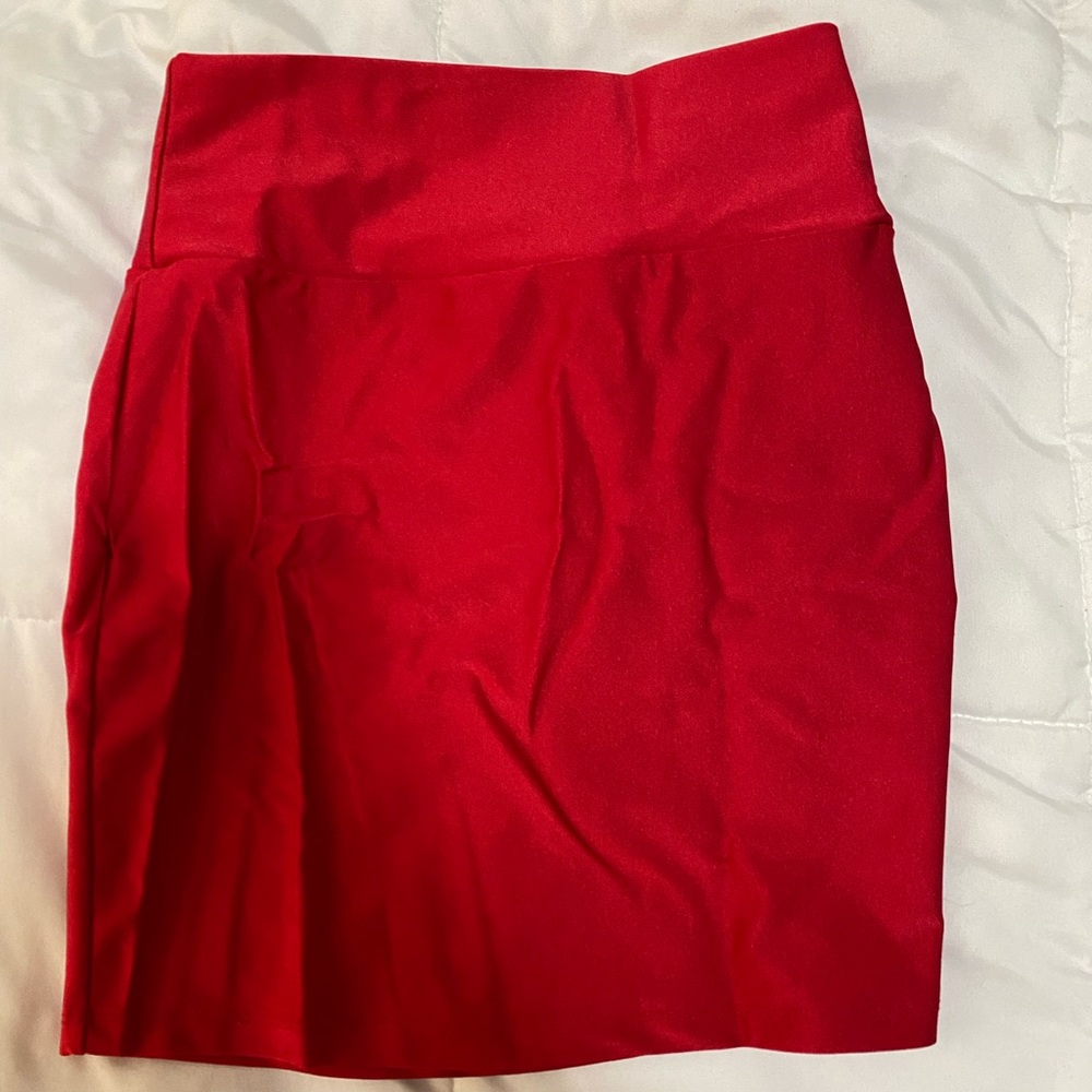 red body-con skirt